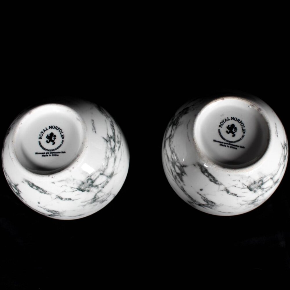 White Gray Marble Bowls Set of 2 Classic Minimalist Neutral Simplistic - Picture 5 of 9